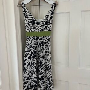 Ann Taylor Black and White Dress with Green Accent